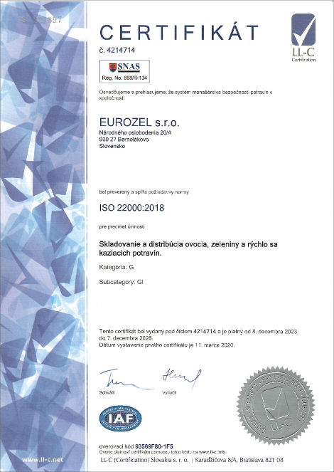 eurozel certifikát